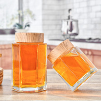 Botol Madu Kaca Heksagonal Transparan Kosong Grosir 140ml 280ml 360ml, Wadah Penyimpanan Makanan, Stoples Selai Madu dengan Tutup Sekrup