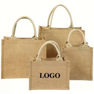 Bolsas de Yute Ecológicas Grandes Personalizadas al por Mayor, Bolsas de Compras de Yute y Lino, Bolsas de Arpillera para Bodas y Turismo - Product Image 1