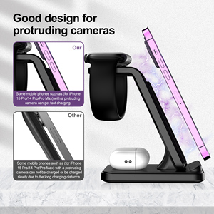 Cargador Inalámbrico Magnético Plegable 3 en 1, Estación de <span class=keywords><strong>Carga</strong></span> de 15 Vatios para Teléfono Móvil, Reloj Inteligente y Auriculares - Product Image 2