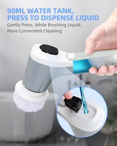 kitchen bathroom cleaning tool electric rotary scrubber electric spin scrubber with 4 replaceable brush