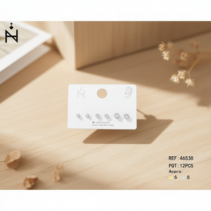 Boucles d'oreilles clous rondes en zircon blanc 3mm 4mm 5mm en acier inoxydable, bijoux de mode unisexe tendance - Product Image 3