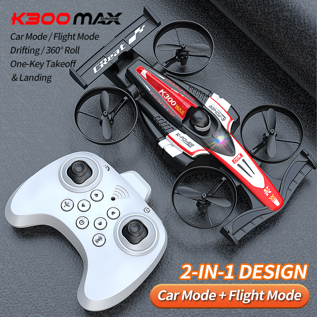 K300 Max 2.4G RC Flying Car with LED Night Light Speed Adjustment Land Air Dual Mode Stunt Roll RC Quadcopter for Beginners