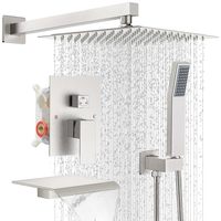 Ensemble de robinetterie de douche, avec pommeau de douche mural carré de 10 pouces et ensemble de poignées, système de douche monocommande