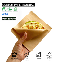 Sacs en papier kraft ciré personnalisés avec logo pour la restauration rapide, résistants à l'huile, pour les collations, les hot-dogs, les corn-dogs, les hamburgers, les biscuits