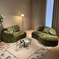 Canapé moderne en forme de lune, style nordique, tissu chenille crème, canapé modulaire, pieds en bois, style minimaliste italien, salon