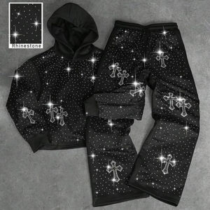 Conjunto de Sudadera con Capucha de Manga Larga y Pantalones con Cordón de 2 Piezas para Hombre Manfinity Streetrush con Logo Personalizado - Product Image 1