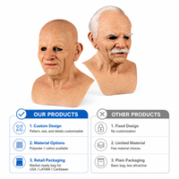 Masque réaliste en latex de visage chauve et ridé, masque d'homme âgé pour Halloween, fête costumée effrayante, cosplay