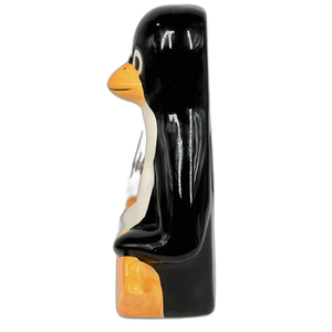 8" Penguin Wall <strong>Clock</strong> Ceramic Battery Operated <strong>Mantle</strong> Black White Bird - Product Image 2
