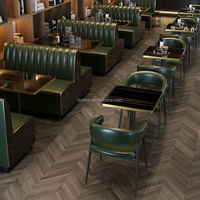 Banquette de restaurant à dossier haut, en cuir PU vert foncé, avec surpiqûres verticales et garniture dorée, vente en gros, promotion