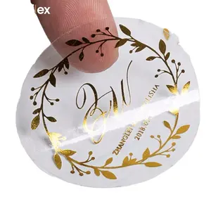 Etichetta adesiva opaca con Logo personalizzato in lamina d'oro trasparente con stampa autoadesiva