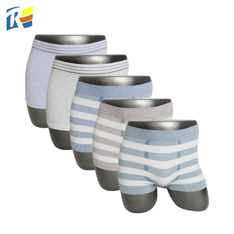 Бесшовное хлопковое Мужское нижнее белье свободного размера, полосатые Дышащие Боксеры, трусы для мужчин