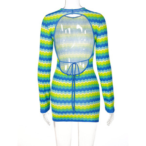 Nuevo Vestido de Verano con Espalda Descubierta, Cordones y Aberturas, Color <span class=keywords><strong>Caramelo</strong></span>, Manga Larga, <span class=keywords><strong>Ropa</strong></span> de <span class=keywords><strong>Mujer</strong></span> - Product Image 4