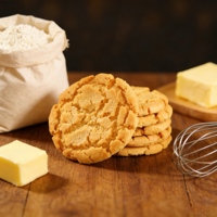 Pâtisserie croustillante portable pour le bureau et les voyages, à base de matières premières naturelles, longue durée de conservation, shortbread au beurre et pêche