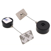 Boîte de sécurité antivol ronde en plastique avec câble rétractable et mousqueton porte-clés pour téléphone portable