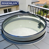 Fenêtres de toit électriques à double vitrage avec dessus en verre circulaire en aluminium sur mesure ROGENILAN pour maisons
