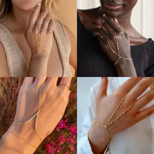 Pulsera de anillo 2 en 1 turquesa chapada en oro de plata de ley 925, pulsera de cadena de mano de mal de ojo de piedra azul y juego de anillos con anillo - Product Image 6