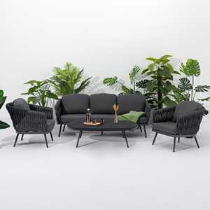 Mobilier d'extérieur Grands fauteuils de terrasse Ensemble de bistro Canapé en corde pour balcon Ensemble de conversation pour patio Canapé de salon de jardin - Product Image 1