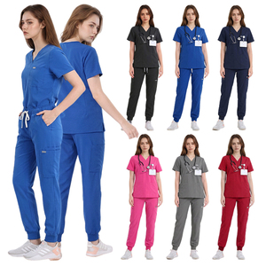 Conjuntos de Uniformes Médicos: Pantalones Jogger con Cintura Elástica, Cordón Ajustable, Múltiples Bolsillos y Bolsillo con Cremallera, en Tejido de Poliéster, Rayón y Spandex - Product Image 1