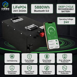 Batterie au lithium rechargeable LiFePO4 24V intelligente de 5,88 kWh, cycle profond, qualité A, avec BMS, pour voiturette de golf - Product Image 2