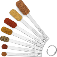 Cuillères à mesurer étroites en acier inoxydable Cuillères à mesurer en métal robustes avec mesures gravées à long manche pour pot à épices