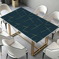 Nappe de table imprimée RNPT en PVC, ligne dorée foncée, rectangulaire, élégante, décorative, pour restaurant, hôtel, banquet