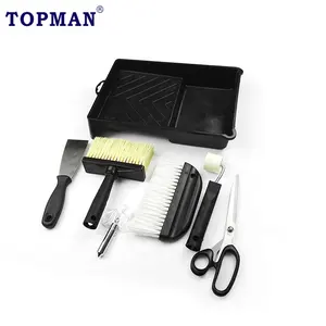 TOPMAN 7pcs paster brush wall paper brush scissors plum and paint tray set