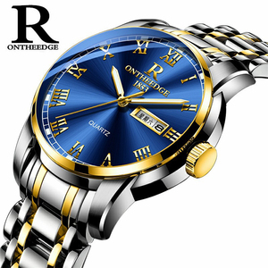 Montre <span class=keywords><strong>ontheedge</strong></span> 031 & 033 Couple calendrier étanche en acier inoxydable sport hommes et femmes montre mode mode Reloj Hombre 2020 - Product Image 1