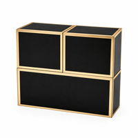 Boîte cadeau en papier à double ouverture avec logo personnalisé, boîte rigide noire et or de luxe avec plateau d'insertion pour ensemble de soins de la peau