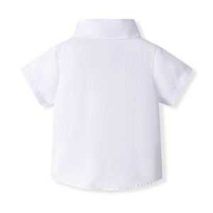 Catpapa En gros Ensemble 3 pièces pour garçons : <span class=keywords><strong>Chemise</strong></span> unie, Nœud papillon, Short à bretelles à imprimé étoiles – Tenue de cérémonie - Product Image 4