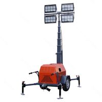 Tour d'éclairage mobile portable à levage manuel pour éclairage d'urgence avec lampes LED / lampes au halide métallique pour zones minières / chantiers de construction