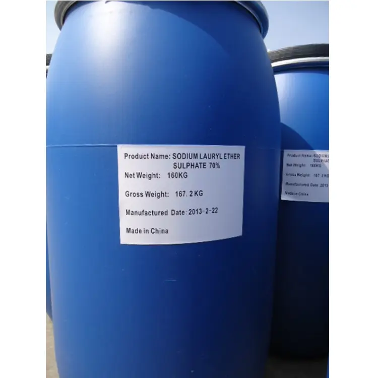 إنتاج الشامبو المنزلي لتنظيف المواد الخام CAS 68585-34-2 الصوديوم لوريل إيثر كبريتات مسحوق SLES 70%