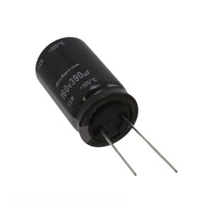 ตัวเก็บประจุแบบ Through Hole ยี่ห้อ Manufacturer Channel รุ่น 390 uF CAP ALUM 390UF 20% 160V RADIAL 160TXW390MEFC18X30 - Product Image 1