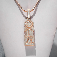 Pendentif vertical personnalisé en moissanite VVS taille fantaisie en argent sterling 925, breloques pendentifs hip-hop en moissanite