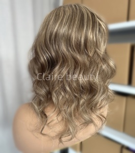 Быстрая доставка, европейские натуральные человеческие волосы, прозрачный 360 парик на шнурках, светлый цвет, объемные волнистые парики - Product Image 3