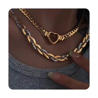 Plaqué or 18 carats 2024 bijoux tendance en acier inoxydable hypoallergénique et étanche collier à chaîne serpent torsadé pour femmes