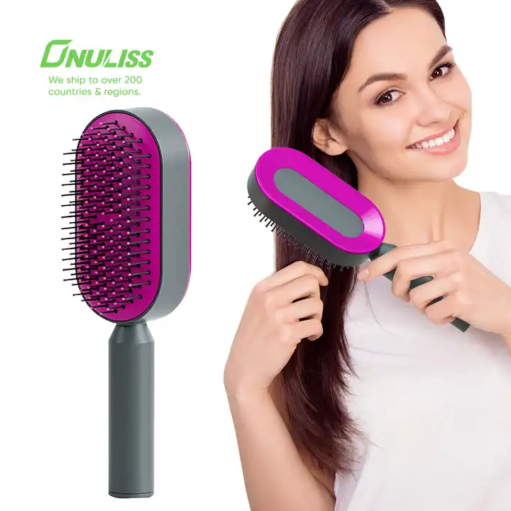 une clé cheveux peignes spécial massage clic auto nettoyage brosse à  cheveux brosse cheveux bouclés auto nettoyage brosse à cheveux pour les  femmes