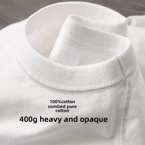 T-shirt personnalisé à épaules tombantes pour hommes 100% coton Style Hip Hop sérigraphié lourd - Product Image 5