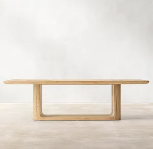 Table de salle à manger rectangulaire en bois de chêne massif avec Base lourde