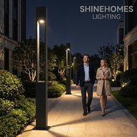 Lampe de chemin LED étanche 20W en aluminium aérospatial noir, carrée et creuse, hauteur réglable 2,5-4,0M pour projets extérieurs