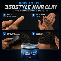 Pommade Coiffante 360 Wave en Gros, Formule Hydratante pour Cheveux Texturés Hommes Noirs, 120ml