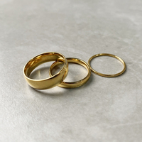 Bague empilable EMANCO en acier inoxydable, design géométrique brillant, plaqué argent, plaqué or 14 carats pour femmes