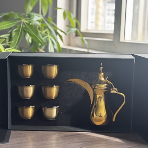 Premium Dallah Coffee <strong>Pot</strong> <strong>Set</strong> with Arabic Cups Stainless Steel for Middle Eastern <strong>Tea</strong> Coffee Service - Product Image 4