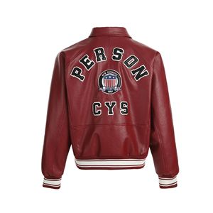 2025 Herbst Trendy Marke American Retro PU Lederjacke High Street Front Reiß verschluss Loose Baseball Flieger jacke für - Product Image 4
