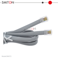 Cable de Extensión Telefónica RJ12 6P6C a 6P6C de Cobre, Cable Plano Modular Recto de 6 Conductores para Datos Telefónicos