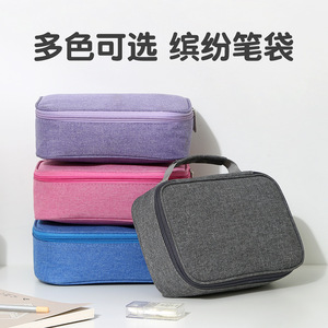 Estuche para lápices de gran capacidad con cremallera, desmontable, multiusos, para viajes escolares, gris - Product Image 3