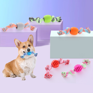 Jouet en corde pour chien en gros, balle à mâcher interactive en TPR et <span class=keywords><strong>coton</strong></span> personnalisée pour l'entraînement et le nettoyage dentaire des animaux de compagnie - Product Image 2