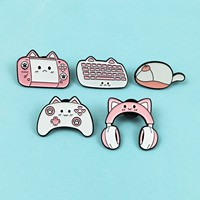 Badge de clavier et souris de dessin animé, design créatif, mignon, accessoire de sac, broche pour vêtements d'étudiants et d'enfants, peint