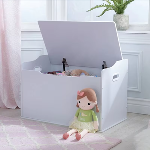 Caja de Juguetes Clásica de Madera Blanca para Niños, Baúl de Almacenamiento con Tapa Abatible y Diseño Seguro, Mueble de Gran Capacidad - Product Image 1