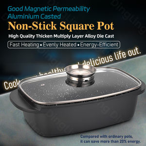 Juego de utensilios de cocina de ollas antiadherentes cuadradas de aluminio fundido de buena permeabilidad magnética para cocinar mariscos - Product Image 2