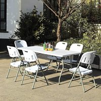 Table de restaurant carrée rustique moderne pique-nique BBQ fête table pliable en plastique extérieure